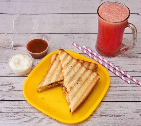 Cheese Chicken Sandwich + Watermelon Juice