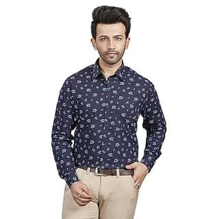 DUKUL Men's Long Sleeve Printed Formal Shirt | Regular Fit | Stylish & Comfortable | Soft Cotton | Machine Washable | Perfect for Business & Office