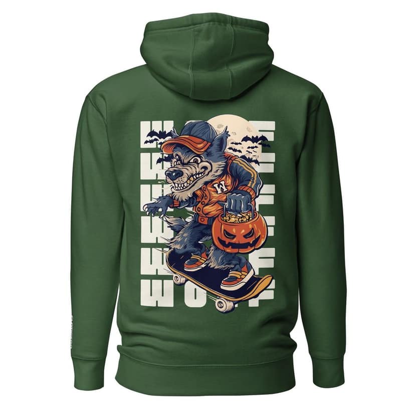 Clothikoo Premium Hoodie (Bottle Green Colour, Wolf Print) view 4