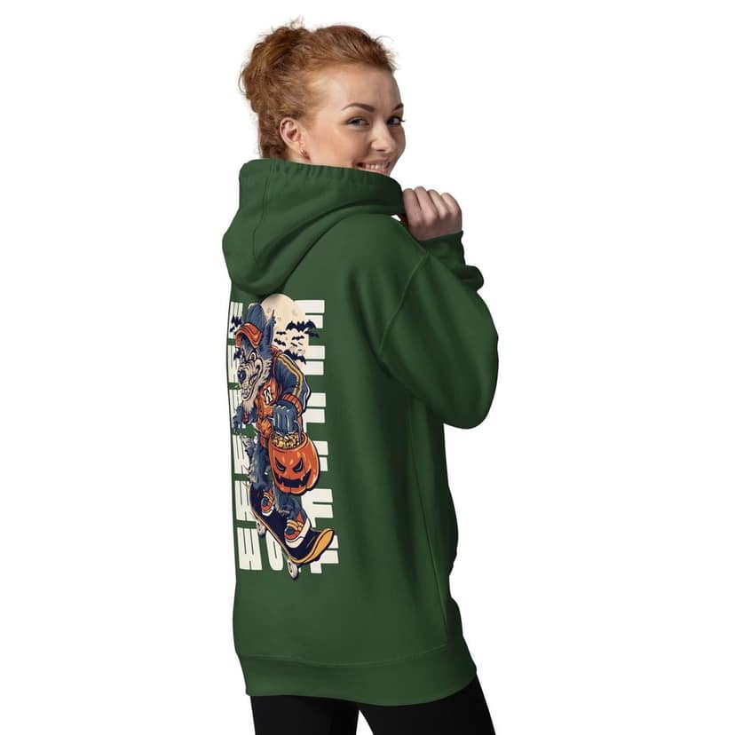 Clothikoo Premium Hoodie (Bottle Green Colour, Wolf Print) view 5
