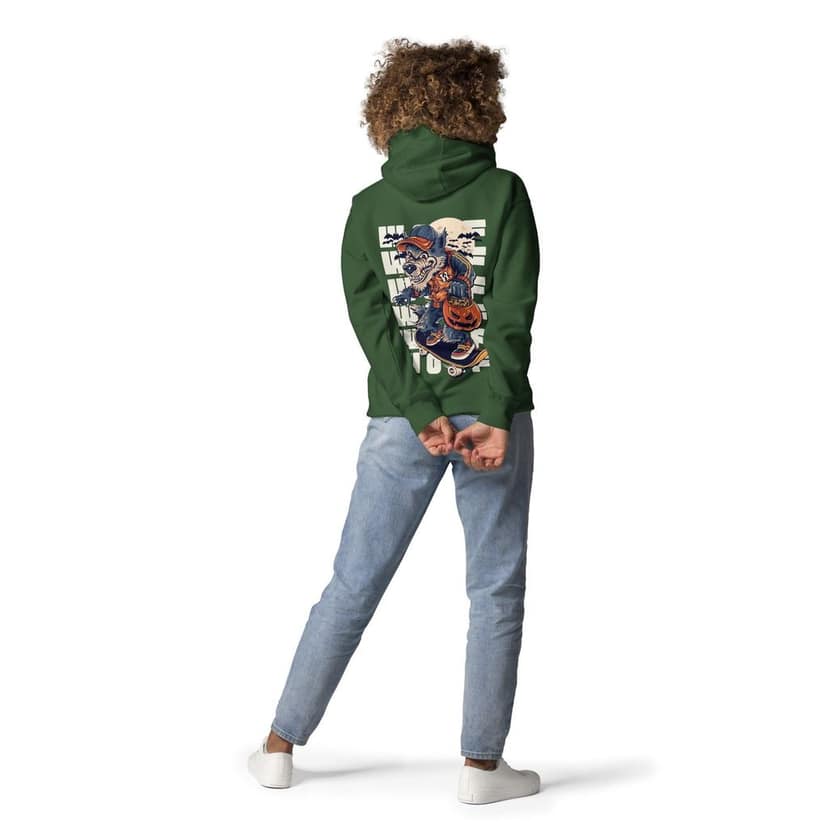 Clothikoo Premium Hoodie (Bottle Green Colour, Wolf Print) view 7