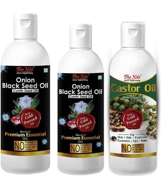 The Nile Black Seed 150 ML + Black Seed 100 ML + Castor 100 Ml 350 mL Pack of 3