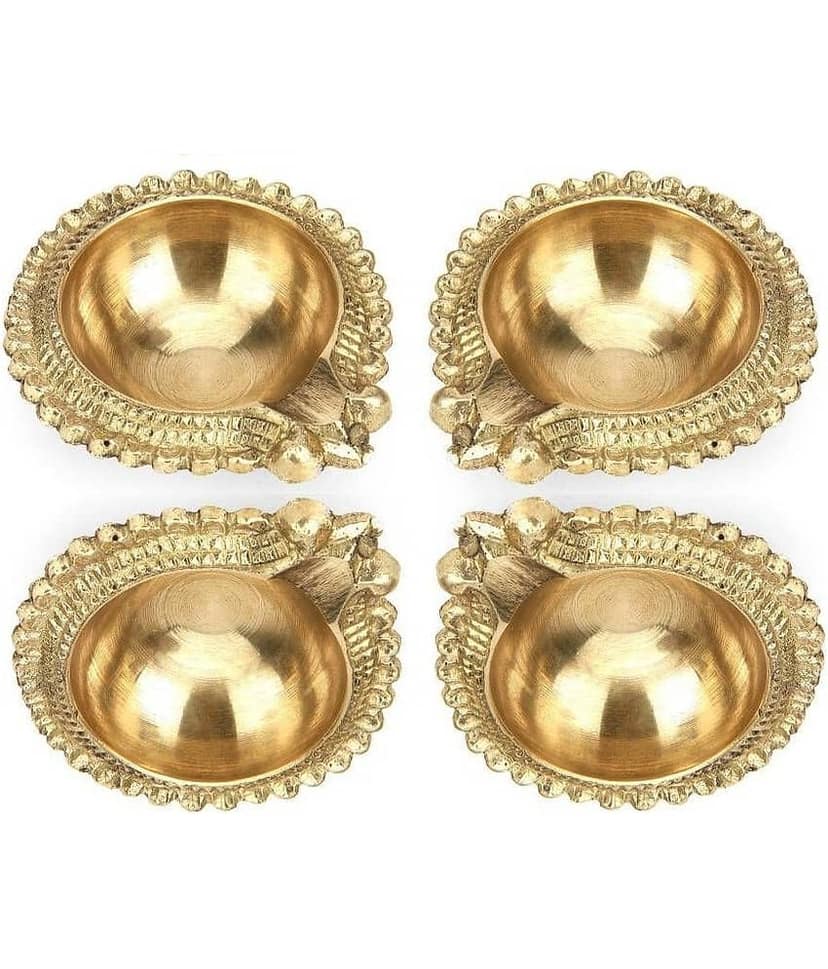 FASHION BIZZ Brass Diwali Diya - Pack of 4