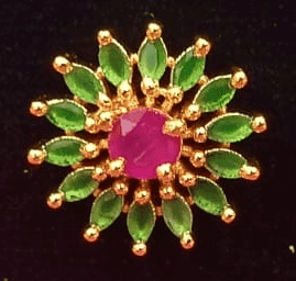 Gold Plated Green and Pink Stone Stud Earrings view 2