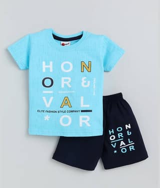 Mars Infiniti Pack of 1 Boys Cotton T-Shirt & Shorts Set ( Turquoise )