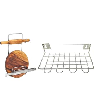 JISUN - Silver Stainless Steel Storage Racks ( Pack of 2 )