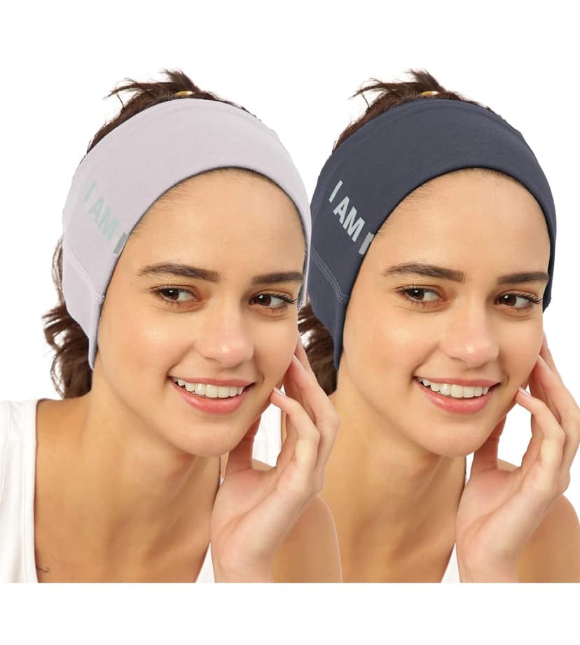 FREECULTR Unisex Bamboo Bandana, Anti Microbial Super Soft & Comfort Fit, Breathable Multipurpose Headband, Face Mask for Dust Protection and Sun - Size Printed Pack of 2-Sand, Charcol