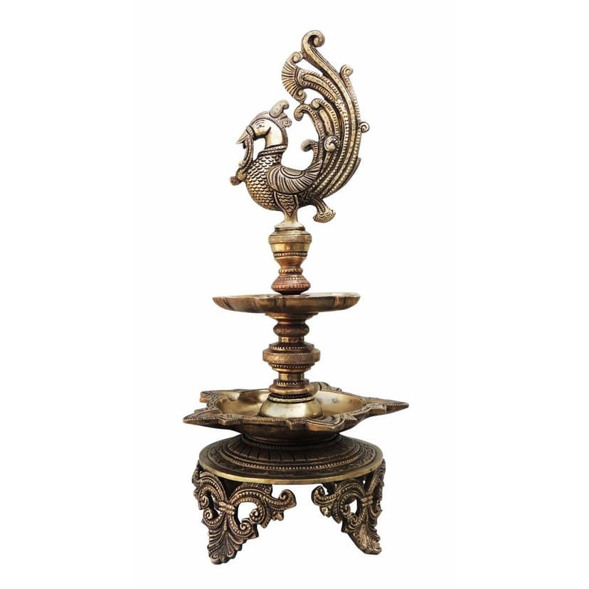 Brass Showpiece Hen [Murga] Deepak Statue (BSMAS906 A) view 2