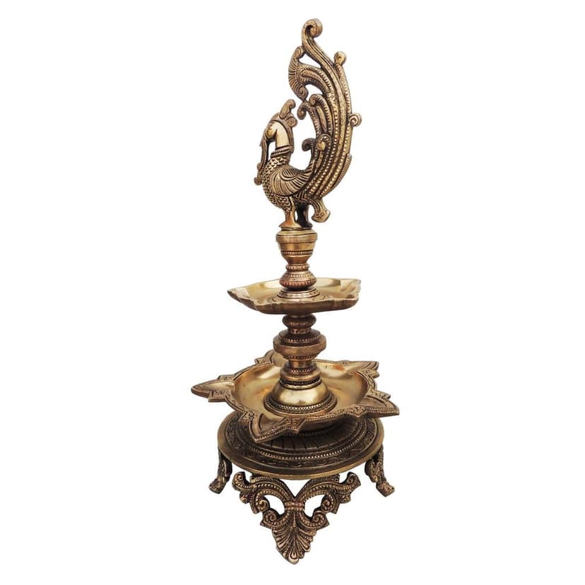 Brass Showpiece Hen [Murga] Deepak Statue (BSMAS906 A) view 4