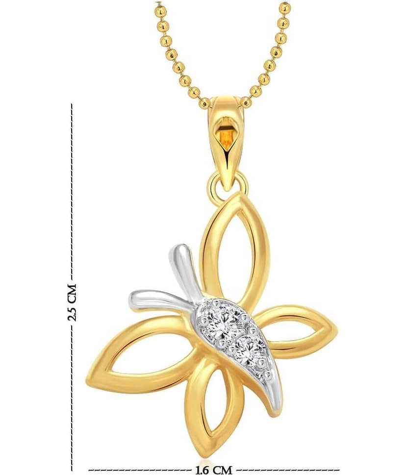 Vighnaharta Angel Butterfly Ring with Pendant Gold and Rhodium Plated Combo set view 2
