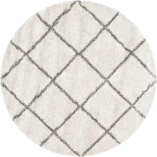 GALLERY HOME Silky Smooth Anti-Skid Shaggy Round Carpet with 2 inch Thickness (9 x 9 Round, Ivory) view 2