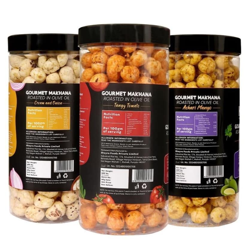 GOURMET MAKHANA Roasted in Olive Oil | Flavors Tangy Tomato, Cream & Onion and Achari Mango | Combo Of 3, 65g Each. - 195 gm view 3