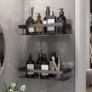 (Pack of 2) Shower Caddy Corner Shower Organizer With Soap Holder Stainless Steel Shelf 5 in 1 Self Adhesive Shelf Organizer Combo/Metal Racks and Shelves for Wall/Stand view 5