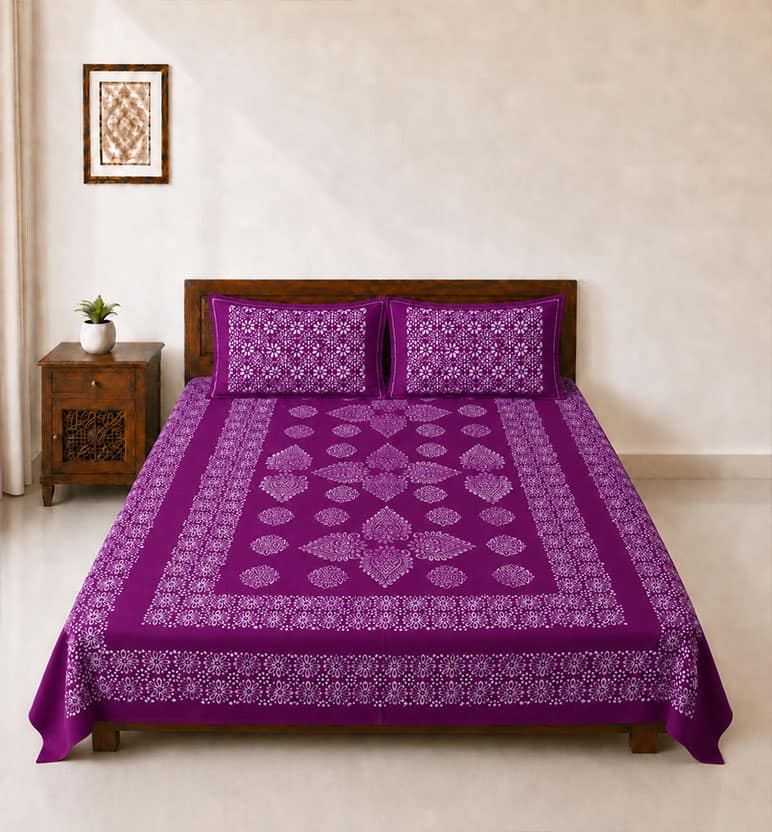 Handcrafted Batik Cotton Double Bed Bedsheet