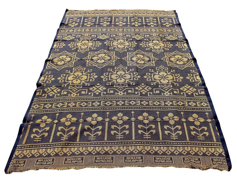 Mandhania Dollar Solapur Chaddar Authentic Designed 100% Cotton Dailyuse Single Bed Blanket Pack of 1 - Blue view 2
