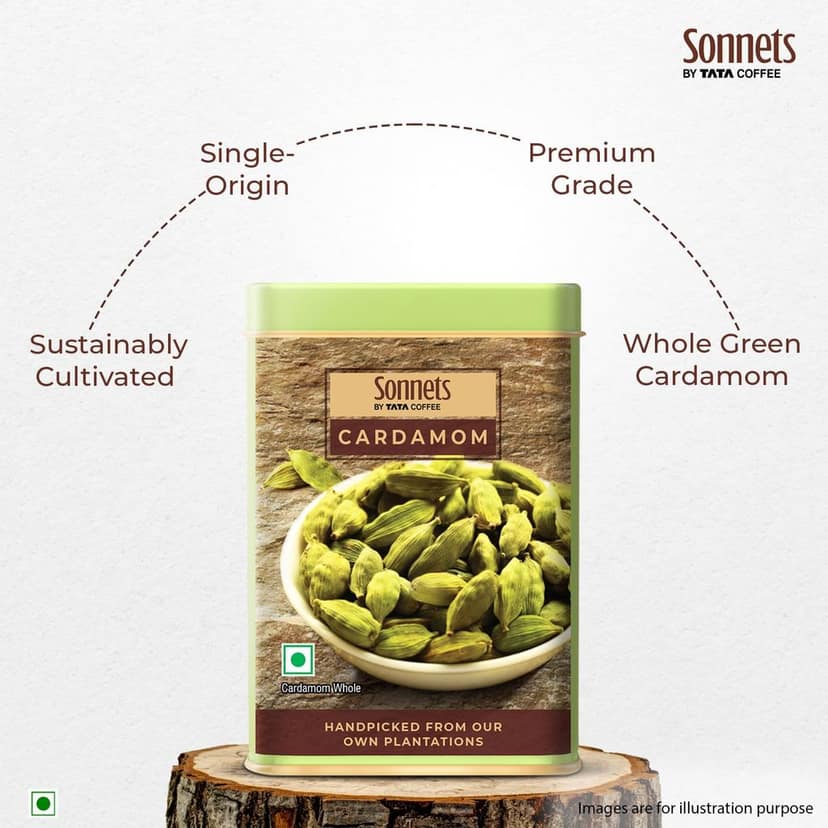 Sonnets by Tata Coffee, Whole Cardamom, 100g, Sustainably Cultivated Green Cardamom Pods, Aromatic & Flavourful Elaichi view 3