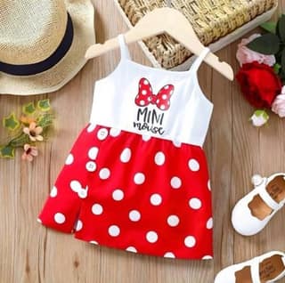 Red and White Polka Dot Minnie Mouse Dress for Girls
