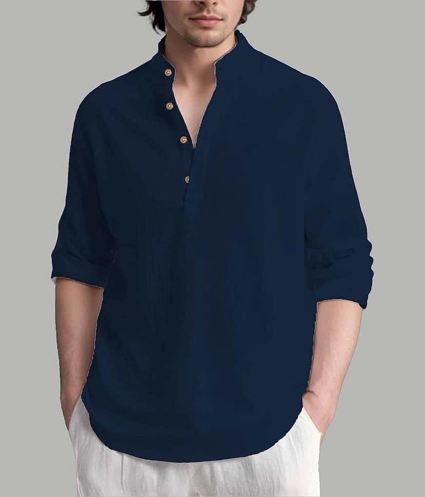 TrendiVastra Light Green Cotton Blend Men's Shirt Style Kurta ( Pack of 1 )