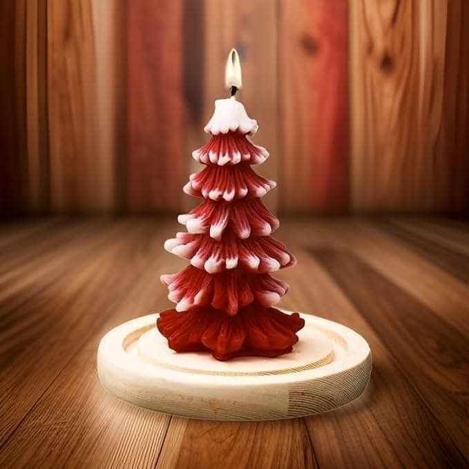 SS Enterprise Organic Soy Wax Christmas Tree Pillar Candles for Decor, Scented Aromatic Fragrance Candles, Smoke-Free, Xmas Decoration Accessories, (Pack of 5) view 2