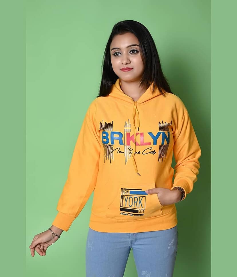 New Collection Women Cotton Fleece Hooded Pullover ( Peach )