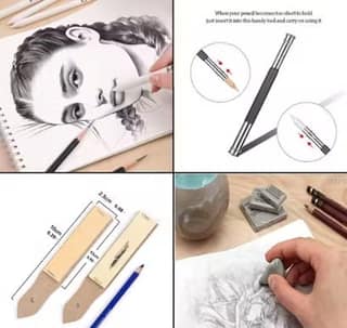A5 Spiral Sketchbook Kit (150 GSM) – Drawing Set with Sketch Pencils, Blending Stumps, Kneaded Eraser & Accessories