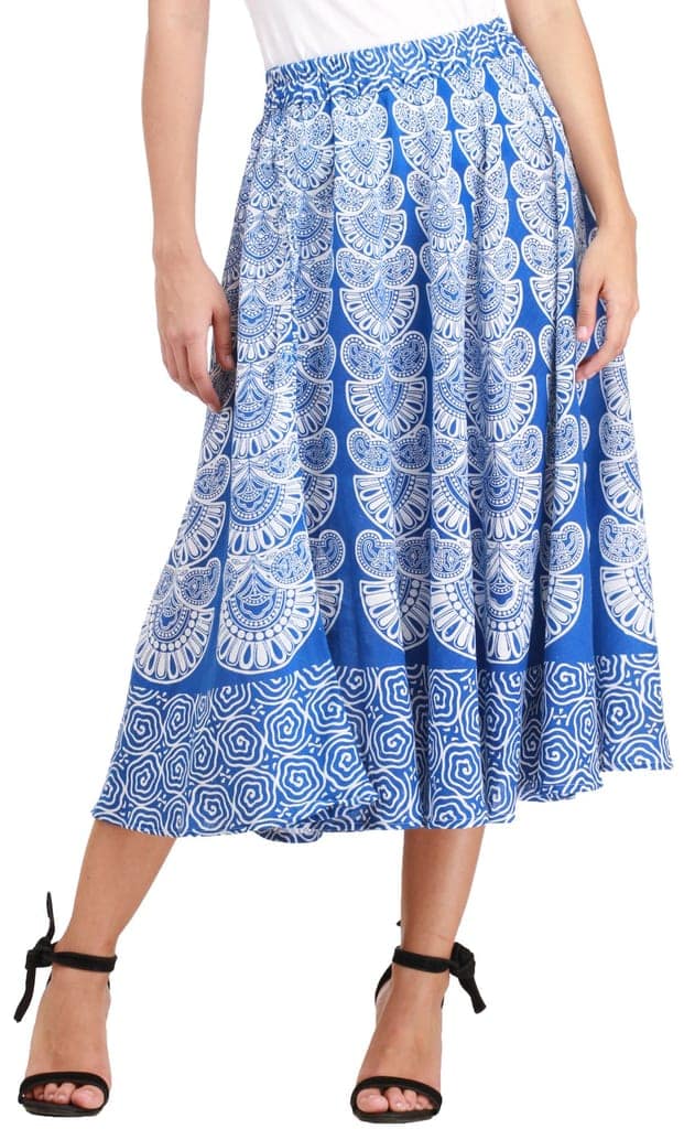 Victoria-Blue Midi-Skirt from Pilkhuwa with Block Printed Motifs view 2