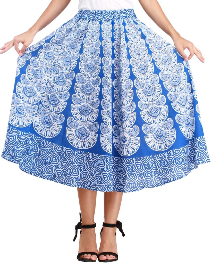 Victoria-Blue Midi-Skirt from Pilkhuwa with Block Printed Motifs view 3