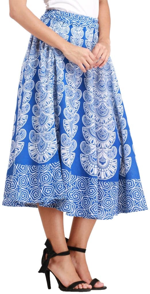Victoria-Blue Midi-Skirt from Pilkhuwa with Block Printed Motifs view 4