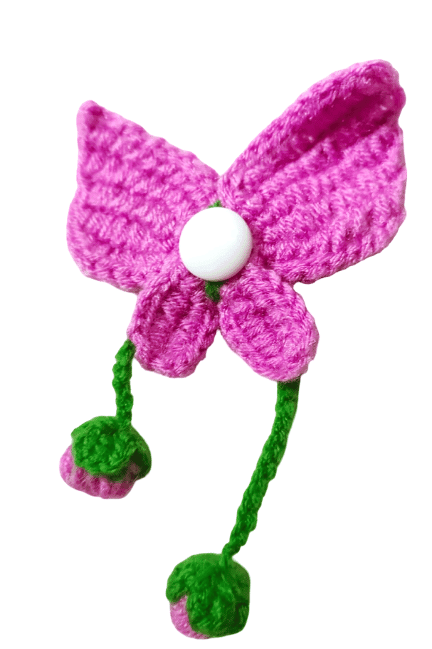 : Handmade Crochet Butterfly Ornament with Hanging Flower Buds