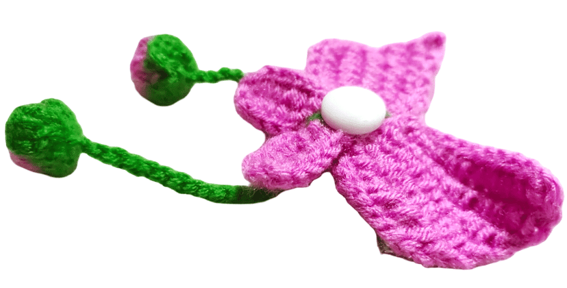 : Handmade Crochet Butterfly Ornament with Hanging Flower Buds view 3