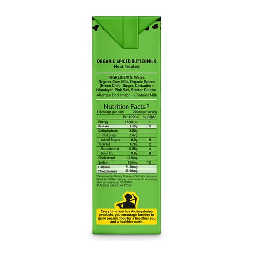 Akshayakalpa Organic Spiced Butter Milk-UHT - 200ml view 2
