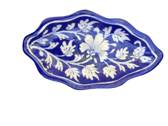 Unique Hand-Painted Ceramic Leaf-Shaped Dish view 2