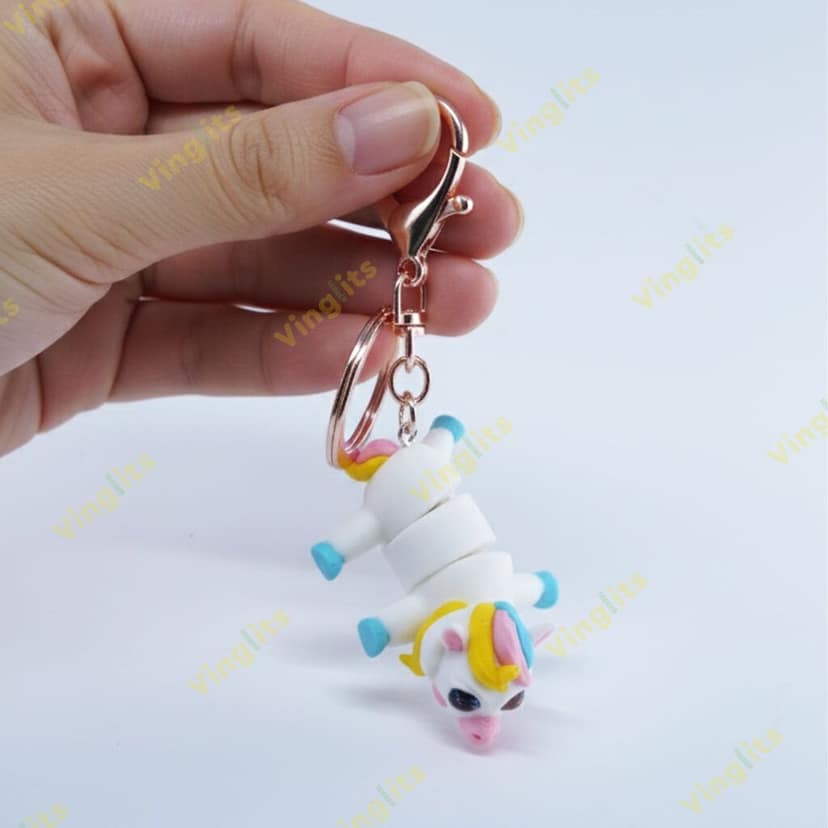Vinglits Fantasy Shelf 3D Printed Keychains – Articulated Animal Toys, Pocket-Friendly Keyrings, Stress Relief Desk Toys for Kids & Adults, Collectible Accessories (Unicorn - Flora, Medium) view 3