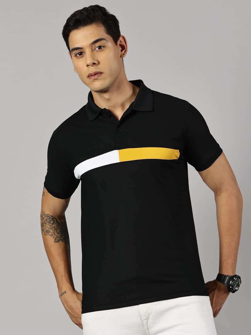 Dry-fit Black Striped Polo