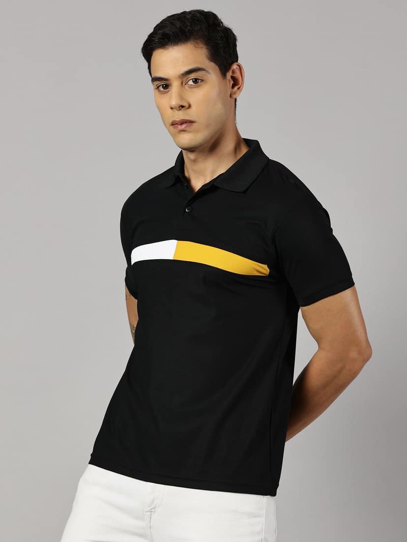 Dry-fit Black Striped Polo view 3