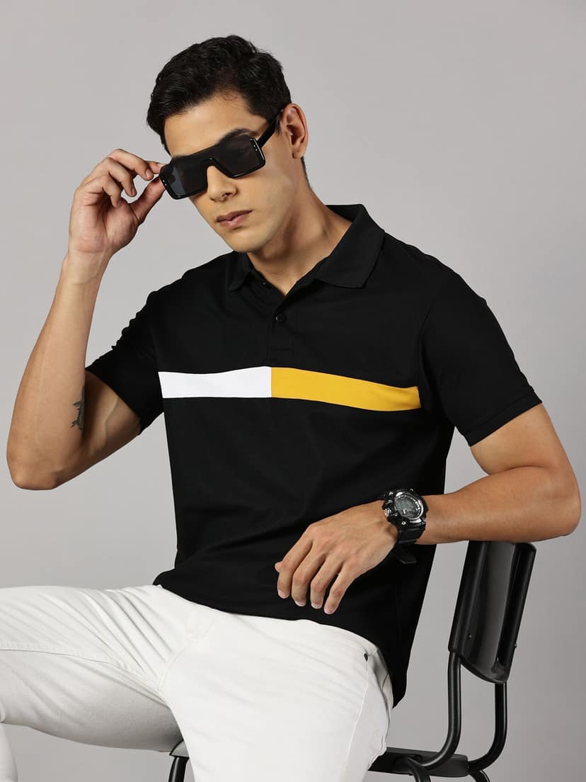 Dry-fit Black Striped Polo view 4
