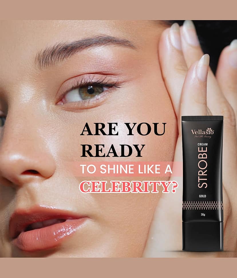 Vellasio Multipurpose Gold Strobe Cream for Instant Face Glow Hydrating & Illuminating Cream Dewy Radiance, 30g view 2