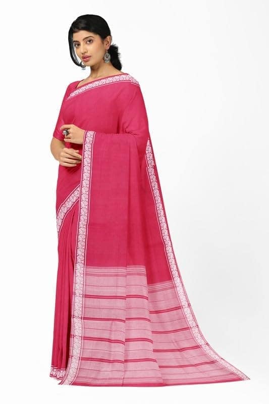 APCO Handloom (A Andhra Pradesh Govt Emporium)- Women's Traditional Pure Handloom Bandar/Polavaram Pink Cotton Saree | PBS0074 view 2