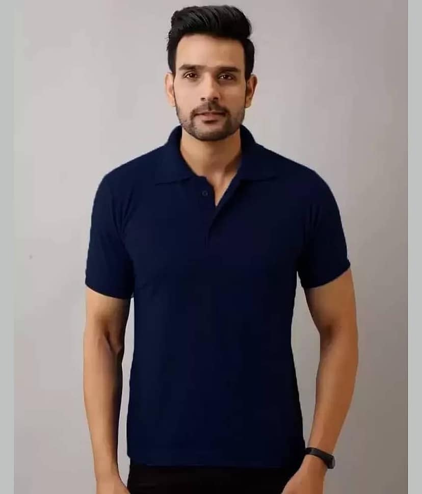 SKYRISE Pack of 1 Cotton Blend Slim Fit Solid Half Sleeves Men's Polo T Shirt ( Navy )