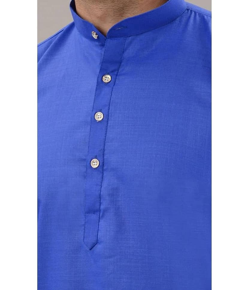 MOUDLIN Blue Cotton Blend Regular Fit Men's Kurta Pyjama Set ( Pack of 1 ) view 2