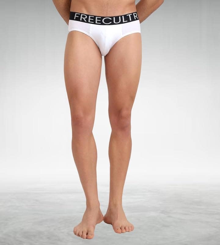FREECULTR Men's Underwear Organic Cotton (Ultrasoft Waistband) Premium Snug-Fit Brief Pack of 1-White view 6