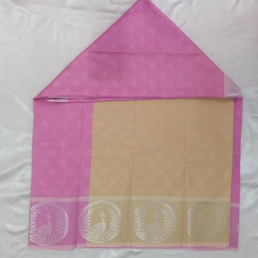Poonthamil Silk Cotton Saree with Blouse Pink view 3