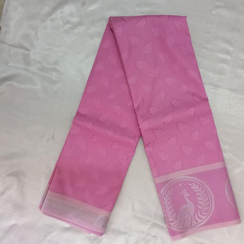 Poonthamil Silk Cotton Saree with Blouse Pink view 4