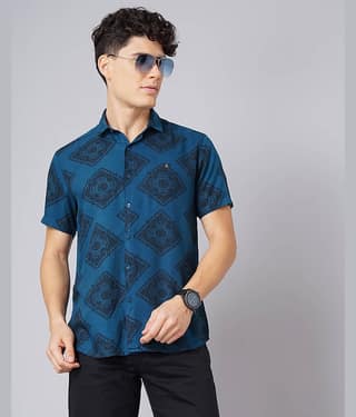 Paul Street - Blue Rayon Slim Fit Men's Casual Shirt ( Pack of 1 )