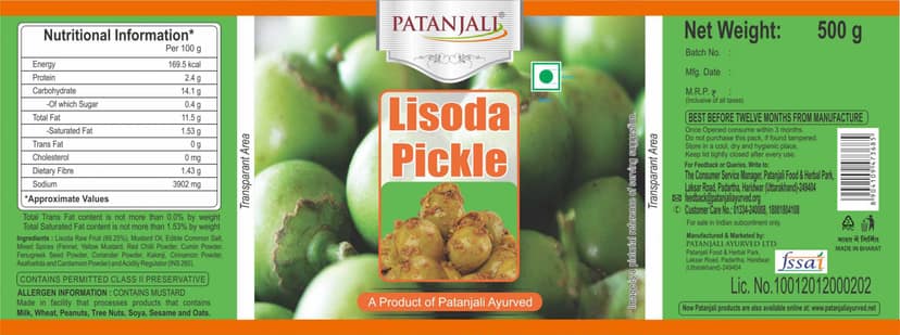 Patanjali LISODA Pickle