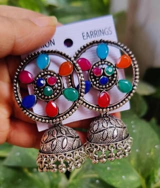 Pinapes Handcrafted Wheels Jhumka Earrings for A Stunning Look (Set of 2)