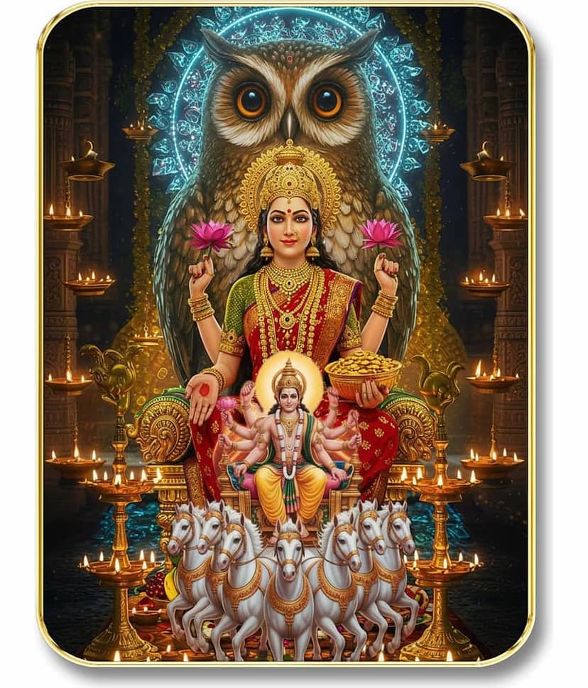 Livin'luxe Goddess Lakshmi MDF Wall Art with Table Top Stand & Wall Hanging Hole