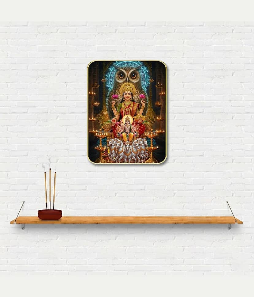 Livin'luxe Goddess Lakshmi MDF Wall Art with Table Top Stand & Wall Hanging Hole view 2