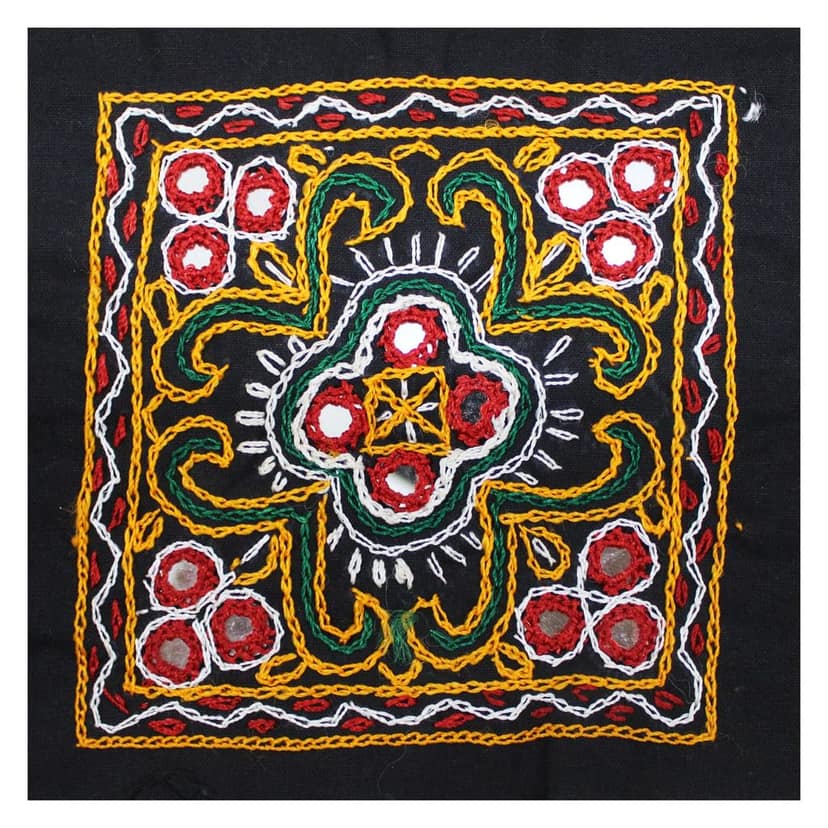 Garvi Gurjari (A Gujarat Govt Enterprise) Cotton Multicolor Hand Embroidered Patch with Mirror Work(GGCMEP50)