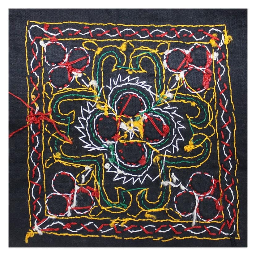 Garvi Gurjari (A Gujarat Govt Enterprise) Cotton Multicolor Hand Embroidered Patch with Mirror Work(GGCMEP50) view 2